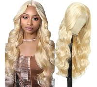 Shoaiye 4 x 4 Lace Front Real Hair Wig, Women's Body Wave Human Hair Wig, Wear and Go Glueless Remy Pre Plucked Natural Hairline, 150% Density, #613 Blonde Colour for Woman, 76 cm