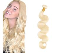 Shoaiye Human Hair Bundles, Body Wave Real Hair Wefts, Hair Bundles, 100% Unprocessed Remy Brazilian Virgin Real Human Weave Extensions, Double Weft, #613 Blonde, 51 cm