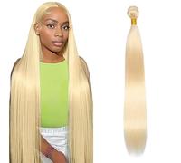 Shoaiye Human Hair Bundles Straight Real Hair Wefts Hair Bundles 100% Unprocessed Remy Brazilian Virgin Real Human Weave Extensions Double Weft #613 Blonde 14 Inches / 35.5 cm