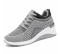 SHOBDW Women's Orthopedic Air Cushion Shoes Casual Mesh Comfortable Working Nurse Shoes Lightweight Platform Mary Jane Sneakers Breathable Walking Running Trainers Work Trainers Grey