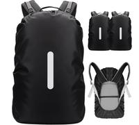 SHOCHX 2 Pack Waterproof Backpack Rain Cover with Reflective Strap, 1 Adjustable Anti Slip Cross Buckle Strap, Rainproof Snowproof for Hiking Camping Touring Cycling, L for 41-55L Backpack, Black