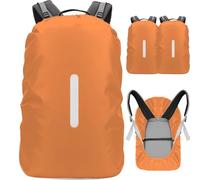 SHOCHX 2 Pack Waterproof Backpack Rain Cover with Reflective Strap, 1 Adjustable Anti Slip Cross Buckle Strap, Rainproof Snowproof for Hiking Camping Touring Cycling, S for 18-25L Backpack, Orange