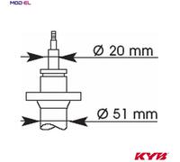 KYB Shock Absorber 374008 Front Axle Top Pin Fits BMW 3, Touring, Convertible