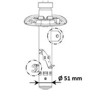 Shock absorber Front Axle Right Top pin 3338004 KYB for PEUGEOT 2008 I