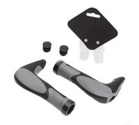 Shock Absorbing Bike Handlebar Grips for MTB Mountain Bikes with Soft Gel Inserts, Ergonomic Silicone Cover, and Aluminum Alloy Lock Ring (One pair Black-gray)