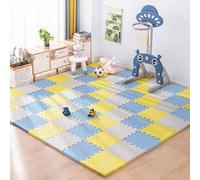 Shock Absorbing Foam Flooring, 36 PCS Foams Puzzle Floor Mat Multicoloured Foams Play Mats, Interlocking Soft Floor Tiles, Foams Play Pads EVA Puzzle Matting(White/yellow/blue)
