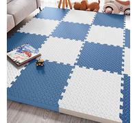 Shock Absorbing Foam Flooring Pad, 1cm Thick Play Mat for Floor, Interlocking Floor Mats, 36 Tiles Soft EVA Foam Puzzle Play Matting(Navy blue/white)