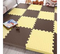 Shock Absorbing Foam Flooring Pad, 1cm Thick Play Mat for Floor, Interlocking Floor Mats, 36 Tiles Soft EVA Foam Puzzle Play Matting(Yellow/brown)