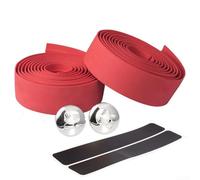 Shock Absorbing Handlebar Tape With Antislip Implementation And Bar End Tapes For Better Cycling Control(Red)