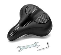 Shock Absorbing Wide Seat Cushion with Armrests and Dual Suspension Balls Featuring Memory Foam Bike Saddles Hollow Center Promotes Air Ventilation to Keep Riders Cool (Negro)