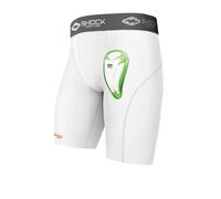 Shock Doctor 221 Short Compression with BioFlex Cup - Athletic Support with Comfort and Compression for Maximum Range of Motion - Adult (One Pair Shorts & Athletic Cup) White