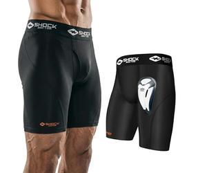 Shock Doctor 221 Short Compression with BioFlex Cup - Athletic Support with Comfort and Compression for Maximum Range of Motion - Adult (One Pair Shorts & Athletic Cup) Black