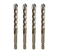 Shock Drill Bit with Four Blades, for Various DIY and Professional Drilling Tasks Compatible with Cordless and Electric Drills (6+8+10+12mm)