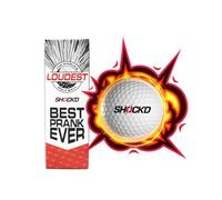 SHOCK'D GOLF BALLS - The world's loudest golf ball - Viral prank ball (pack of 3, novelty) - Red polka dot button