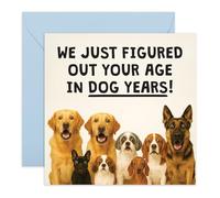 Shocked Dogs Birthday Card - “Age In Dog Years - Gifts for Dad, Mum, Brother, Sister, Husband, Wife, Coworker, Mate, Women, Men, Fur Mama, Dog Lovers, Pet Owners -Comes with Stickers