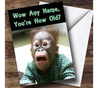 Shocked Monkey Old Age Joke Funny Personalised Birthday Card | Birthday Card | Animals, Wildlife & Pets Card
