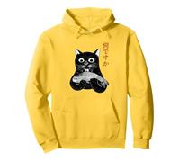 Shocked Neko Japanese Kanji Cat Eating Fish Nan Desu Ka Pullover Hoodie