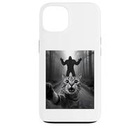Shocked Tabby Cat Selfie with Bigfoot Funny for Kids Teens Case for iPhone 13