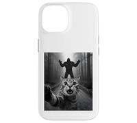 Shocked Tabby Cat Selfie with Bigfoot Funny for Kids Teens Case for iPhone 14