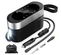 ShockFlo Tyre inflator Portable Air Compressor 150PSI 35L/MIN Electric Car Tyre Air Pump, 12v DC Car Accessory with LED Light, Motorcycle, Bicycle, Balls