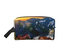 Shocking Running Horse Printed Makeup Bag Large Travel Cosmetic Bags Waterproof Cosmetic Case Toiletry Bag Organizer for Women Mom Girls