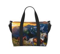 Shocking Running Horse Printed Travel Duffle Bag for Men Women Holiday Travel Luggage Bag Waterproof Tote Bag with Shoulder Strap