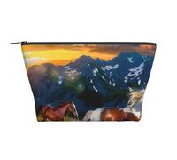 Shocking Running Horse Printed Travel Makeup Bag Trapeze Cosmetic Bag Makeup Case Toiletry Bag Organiser for Women