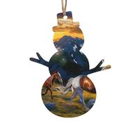 Shocking running horse Printed Wooden Snowman-Shape Christmas Decorations 4 PCS Christmas Tree Decorations Holiday Hanging Decor