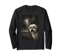 Shocking Shih Tzu UFO Cute Alien Abduction Dog Funny Selfie Long Sleeve T-Shirt