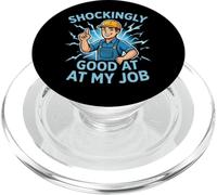 Shockingly Good At My Job Electrician Cartoon Graphic PopSockets PopGrip for MagSafe