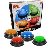 Shockproof Answer Buzzers - Game Show Buzzers | Coloured Buzzers For Quizzes | Game Show Buzzers For Funny Quiz Contest Holiday Supplies | Props For Kids Adult FamilySet Of 4 Classroom Accessories