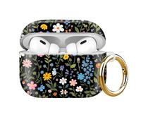 Shockproof Case Cover Compatible with AirPods Pro 2nd Generation (2023/2022) & 1st Gen (2019), Full Body Protective TPU Shell with Keychain for Women Men, (Retro Small Flower)