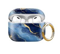 Shockproof Case Cover Compatible with AirPods Pro 2nd Generation (2023/2022) & 1st Gen (2019), Full Body Protective TPU Shell with Keychain for Women Men, Supports Wireless Charging (Blue Marble)