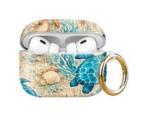Shockproof Case Cover Compatible with AirPods Pro 2nd Generation (2023/2022) & 1st Gen (2019), Full Body Protective TPU Shell with Keychain for Women Men, Supports Wireless Charging (Cute Turtle)