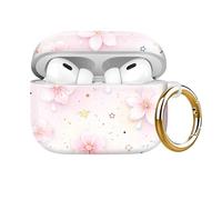 Shockproof Case Cover Compatible with AirPods Pro 2nd Generation (2023/2022) & 1st Gen (2019), Full Body Protective TPU Shell with Keychain for Women Men, Supports Wireless Charging (cute pink flower)