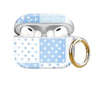 Shockproof Case Cover Compatible with AirPods Pro 2nd Generation (2023/2022) & 1st Gen (2019), Full Body Protective TPU Shell with Keychain for Women Men, Supports Wireless Charging (Blue Checkered)