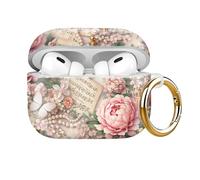 Shockproof Case Cover Compatible with AirPods Pro 2nd Generation (2023/2022) & 1st Gen (2019), Full Body Protective TPU Shell with Keychain for Women Men, (Retro Pink Flower)
