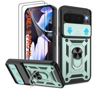 Shockproof Case for Pixel 9 Pro XL Military-Grade Drop Proof Dual-Layer Protective with Camera Slide Cover|Precision Hole, Built-in Kickstand & 2 Screen Protectors for Google Pixel 9 Pro XL,Green