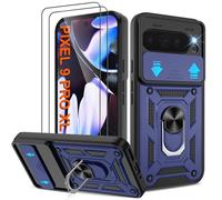 Shockproof Case for Pixel 9 Pro XL Military-Grade Drop Proof Dual-Layer Protective with Camera Slide Cover|Precision Hole, Built-in Kickstand & 2 Screen Protectors for Google Pixel 9 Pro XL,Blue