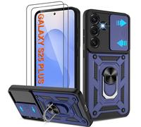 Shockproof Case for Samsung S25 Plus Military-Grade Drop Proof Dual-Layer Protective with Camera Slide Cover | Precision Hole, Built-in Kickstand & 2 Screen Protectors for Galaxy S25 Plus phone,Blue