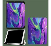 Shockproof Cover for iPad Air 13 inch M3 2025/M2 2024, Slim Smart Cover with Tri-fold Stand Function, Lightweight, Auto Wake Sleep, Built-in Pencil Holder Purple Lines Fantasy Art-Purple
