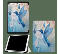 Shockproof Cover for iPad Air 13 inch M3 2025/M2 2024, Slim Smart Cover with Tri-fold Stand Function, Lightweight, Auto Wake Sleep, Built-in Pencil Holder Blue Sparrow Butterfly-Blue