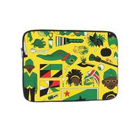 Shockproof Laptop Bag, Full Width Jamaican Elements Print Handbag Suitable For Business And Daily Use, Black, 10 inch