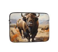 Shockproof Laptop Bag, Full Width North American Bison Herd Print Handbag Suitable For Business And Daily Use, Black, 10 inch