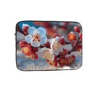 Shockproof Laptop Bag, Full Width Plum Blossom Fragrance Print Handbag Suitable For Business And Daily Use, Black, 17 inch