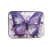 Shockproof Laptop Bag, Full Width Purple Oil Painting Butterfly Print Handbag Suitable For Business And Daily Use, Black, 10 inch