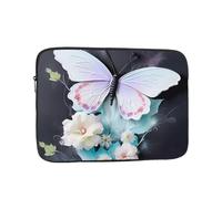 Shockproof Laptop Bag, Full Width White Butterfly Print Handbag Suitable For Business And Daily Use, Black, 13 inch