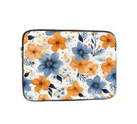Shockproof Laptop Sleeve Slim Protective Cover Blue and Orange Flowers Laptop Case Carrying Computer Bag 15 inch