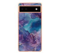 Shockproof Marble Phone Cover for Google Pixel 6a Cover Slim Fit for Girls/Women/Men Hard PC Flexible TPU Rugged Bumper Phone Covers Shockproof Anti scratch Protective Phone Case GooglePixel 6a,Purple
