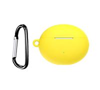 Shockproof Protective Case Soft Silicone Skin Case Cover with Carabiner Storage Shell for Huawei Freebuds 4i Bluetooths Earphone Earbuds Yellow